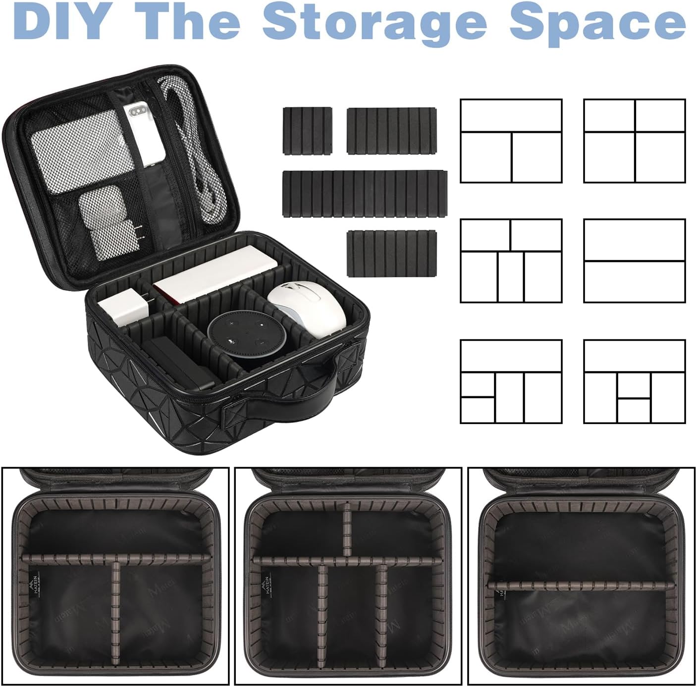 MATEIN Cord Organizer Case with Adjustable Divider, Large DJ Cable File Bag