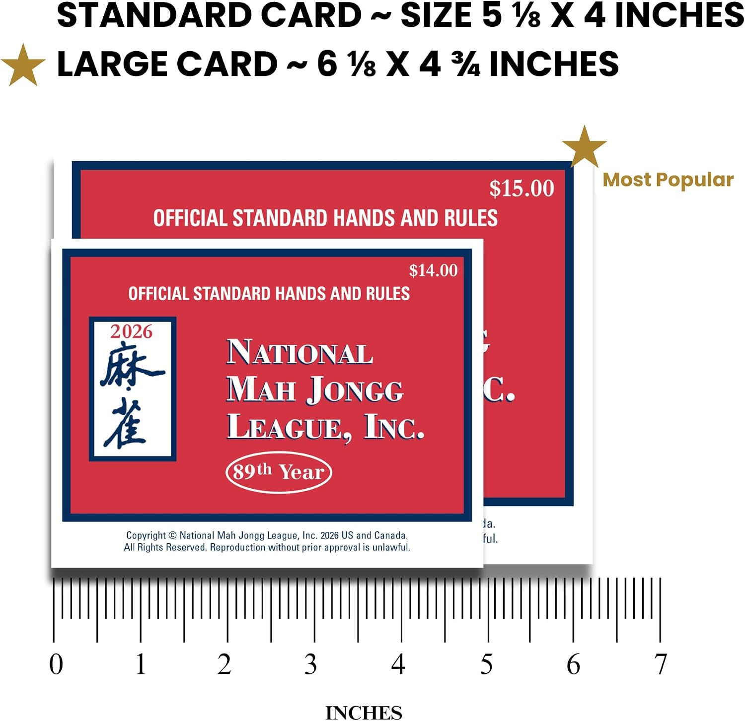 National Mah Jongg League 2026 Mahjong Large Size Cards Four-Pack Bundle - Official Hands and Rules for American Mahjong (Four Large-Size Cards)