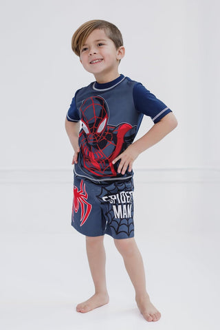 Marvel Boys' 2-Piece Rash Guard and Swim Trunks Set Toddler to Big Kid