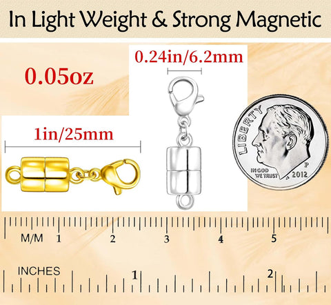 Magnetic Necklace Clasp with Lobster Clasp 18K Gold and Silver Magnetic Jewelry Clasps for Necklaces Extender Bracelet Clasps and Closures