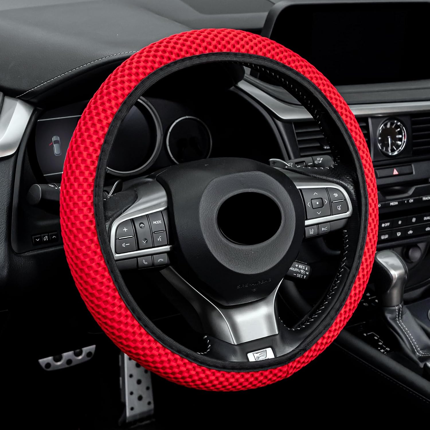 Alpmosn Elastic Stretch Steering Wheel Cover, Universal Interior Accessories Steering Wheel Cover for Women & Men, Breathable Microfiber Ice Silk, Anti-Slip, Odorless, Easy Carry(Purple)
