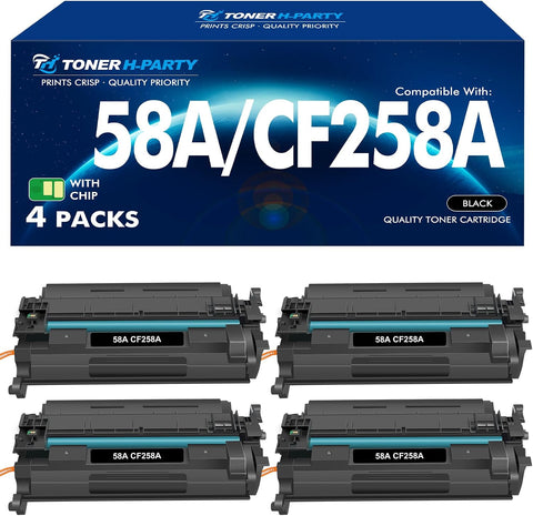 CF258A 58A Toner Cartridge Black for HP M428fdw M404n 58X with Chip 4 Pack