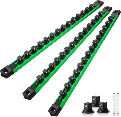 Reniteco Magnetic Socket Organizer Set, 3-Pack 3/8” Socket Rails