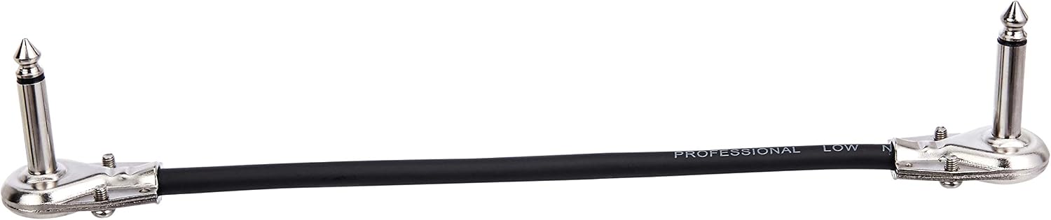 Amazon Basics 1/4 Inch Right-Angle Guitar Patch Cable for Pedal Board and Effect Pedals, 6 in, 6-Pack, Black