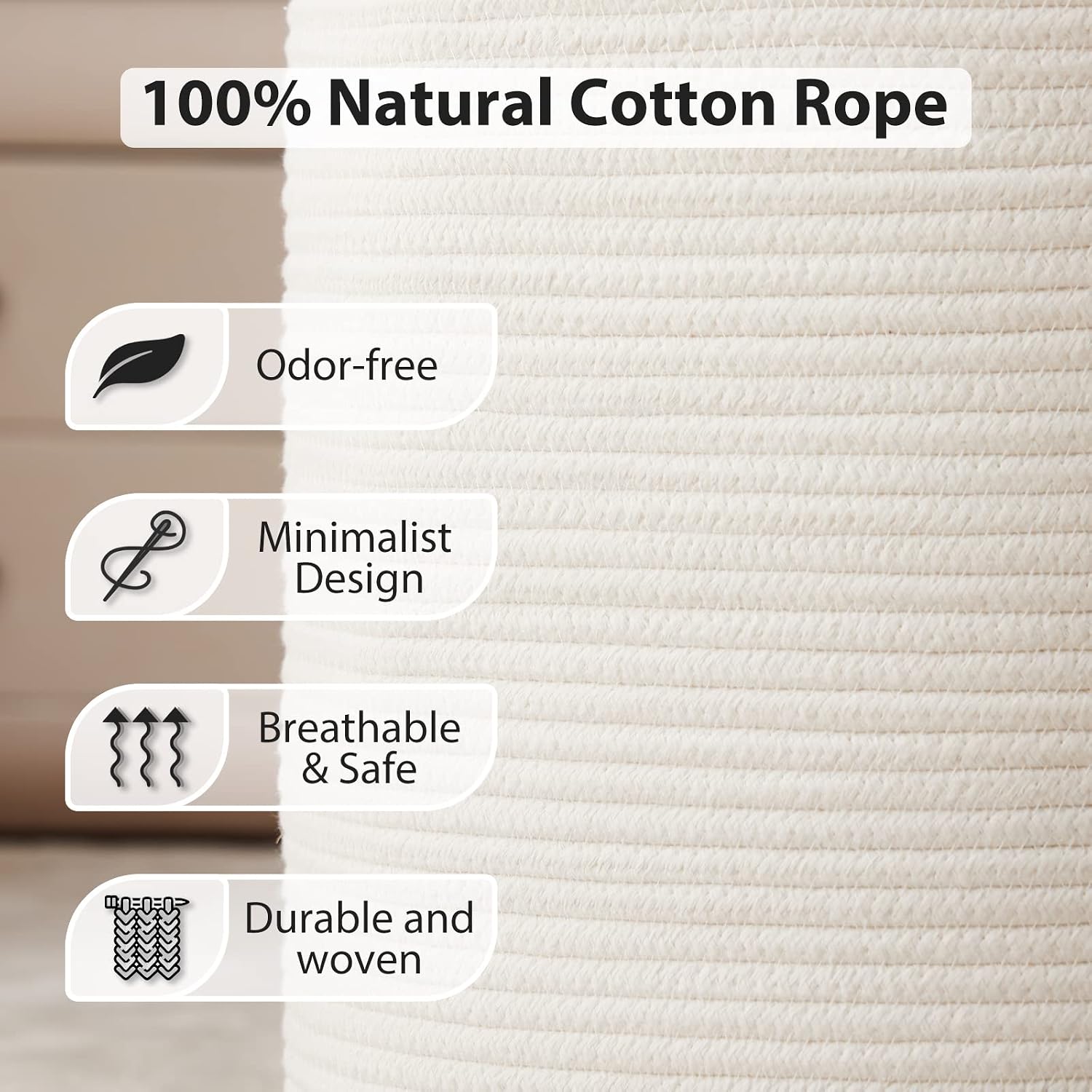 Fiona's magic Woven Laundry Hamper, 58L Tall Blanket Storage