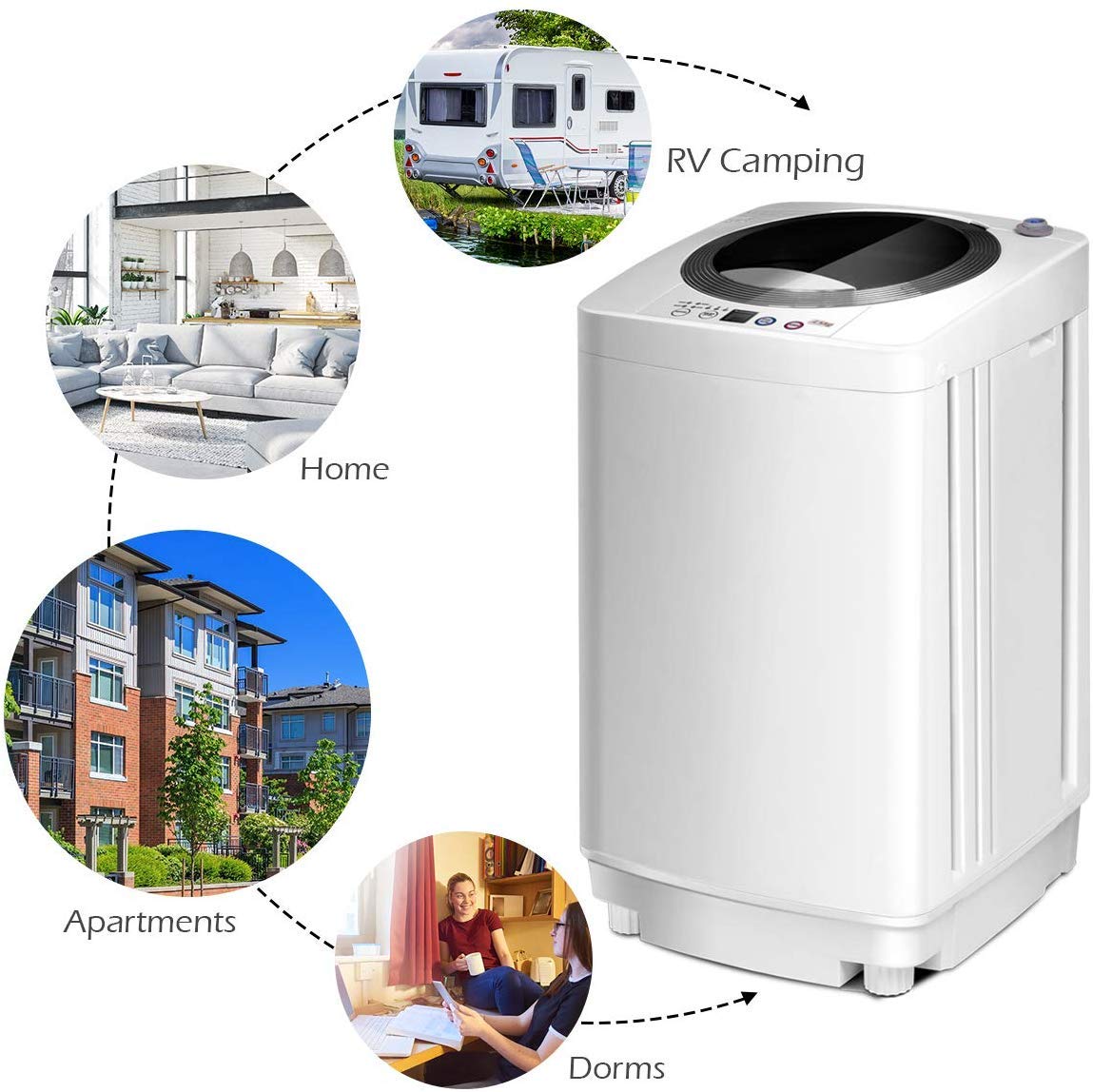 Giantex Portable Washing Machine, Full Automatic Washer and Spinner Combo, with Built-in Pump Drain 8 LBS Capacity Compact Laundry Washer Spinner for Apartment RV Dorm