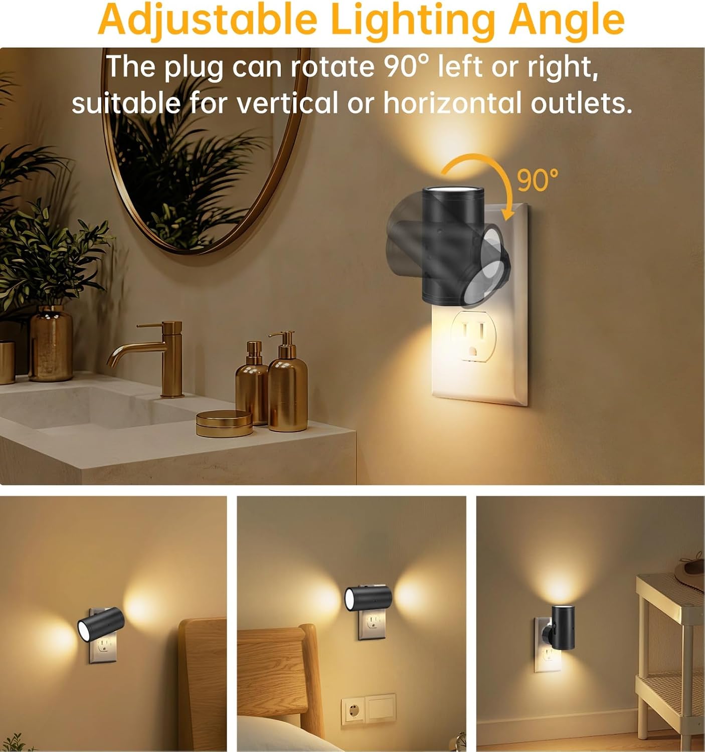 TSEXES LED Night Lights Plug into Wall 2 Pack,Dimmable,Soft White 3000K
