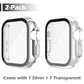 Misxi 2 Pack Hard PC Case with Tempered Glass Screen Protector Compatible with 49mm Apple Watch Ultra 2 / Ultra, Scratch Resistant Lightweight Full Coverage Cover for iWatch, 1 Silver + 1 Transparent