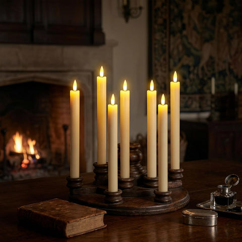 GenSwin Flameless Taper Candles LED Battery Operated Remote Timer Ivory