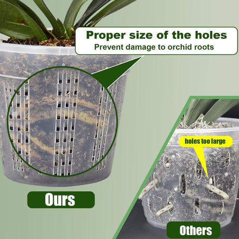 Orchid Pot with Saucers, 6 Packs of 4.3" Orchid Pots with Holes, Orchid Pots for Repotting, Plastic Orchid Planter for Indoor Outdoor Plants (6 Packs, 4.3" with Saucers)