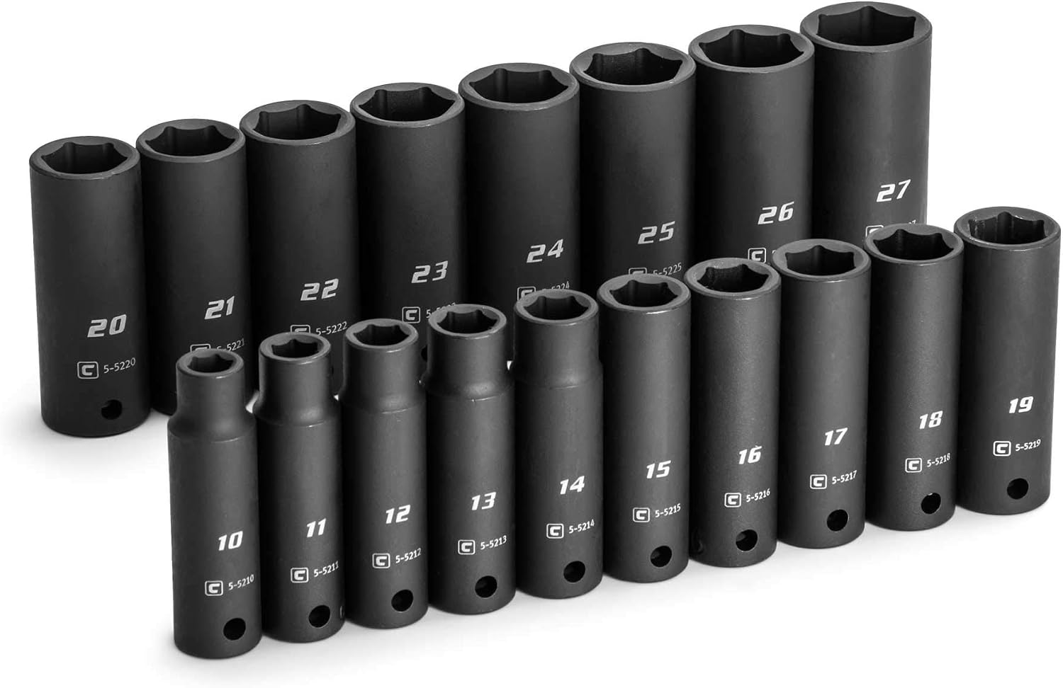 Capri Tools 1/2 in. Drive Deep Impact Socket Set, 10 to 27 mm, Metric, 18-Piece