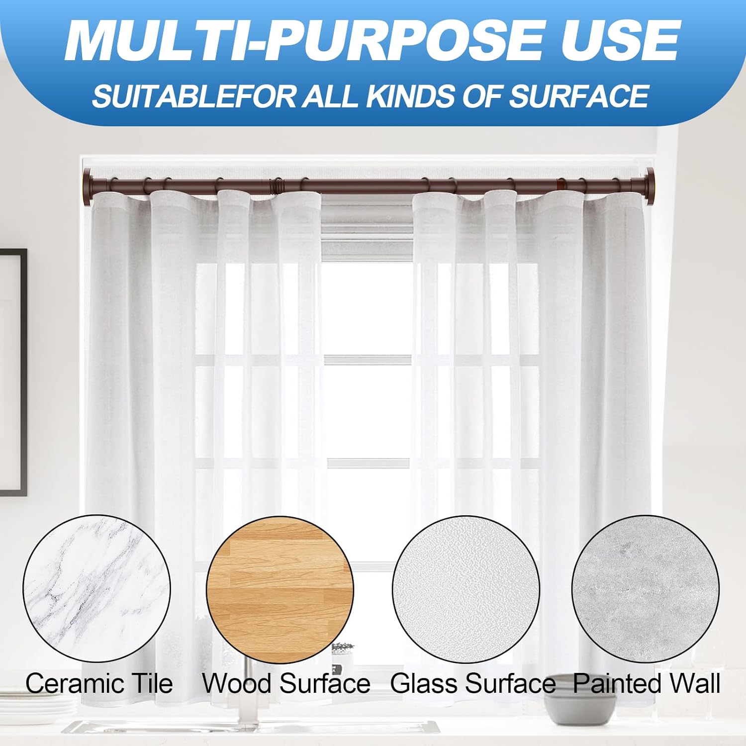 CorkLatta Bronze Shower Curtain Rod 31 to 80 Inch,1 Inch Diameter Adjustable Spring Tension Stainless Steel Telescoping Rod,Easy Install,No Rust