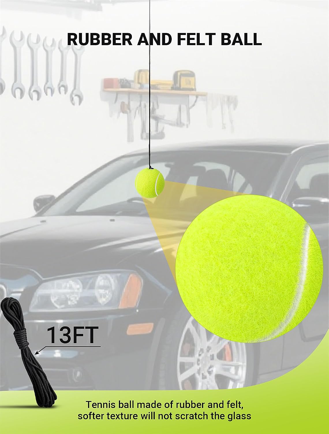 SARDVISA Garage Tennis Ball Parking Aid, Non-Elastic String Parking Guide