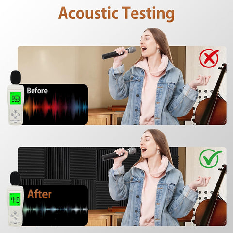 SD SODOCT 48 Pack Self-Adhesive Wedge Acoustic Foam Panels 12" x 12" x 1"