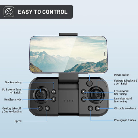 MSMV 4K HD Camera Drones, Wireless RC Flight Gyroscopes & Governors,Black
