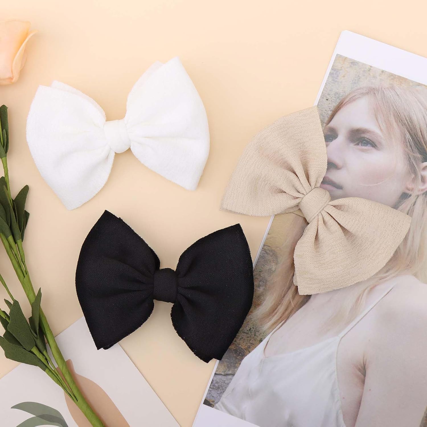 YanJie 3 Pcs Soft Headbands Baby Girls Nylon Headband with Hair Bow Hairbands Hair Accessories for Newborn Infant Toddler Kids