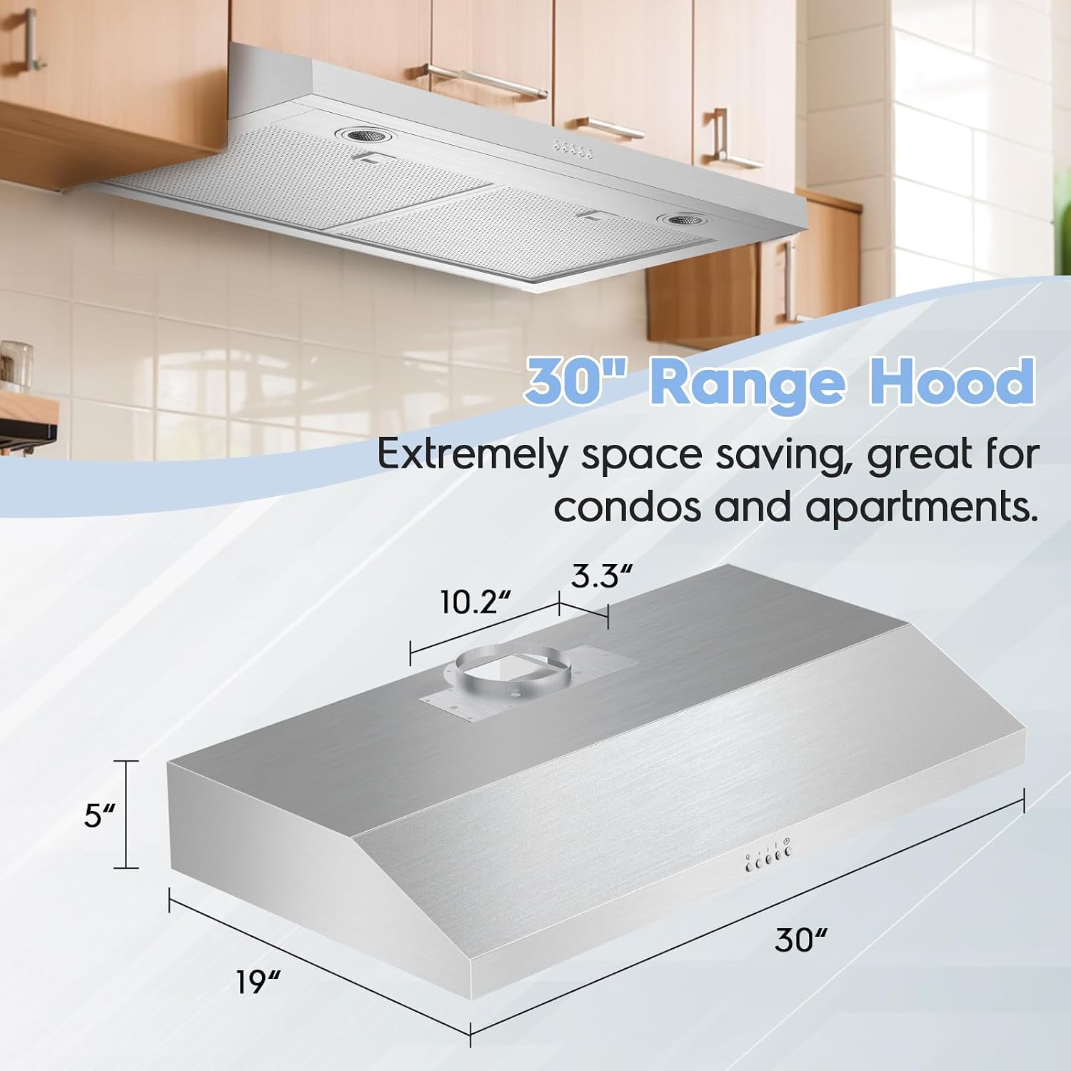 ONEEON 30 Inch Under Cabinet Range Hood, 4-Speed Exhaust Fan