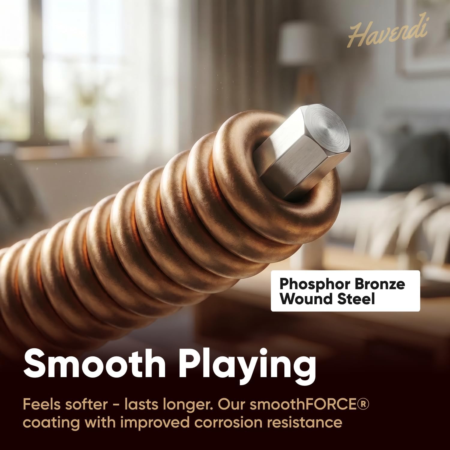 HAVENDI® Acoustic Guitar Strings Phosphor Bronze Coating I Premium Brilliant Sound Quality I Includes 3 Picks