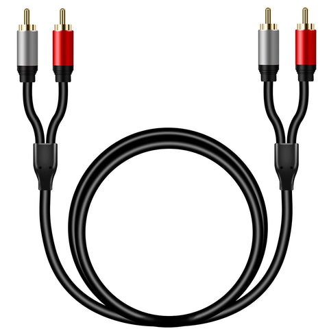 Tan QY 2RCA to 2RCA Audio Cable 10Ft-Gold Plated OFC for HDTV & Gaming