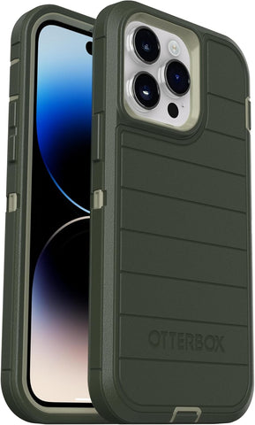 OtterBox iPhone 14 Pro Max (Only) - Defender Series Screenless Edition Case - Lichen the Trek (Green) - Case Only - Microbial Defense Protection - Non-Retail Packaging