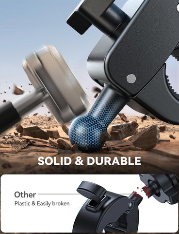 JOYROOM Motorcycle Phone Mount Holder - [Dual Vibration Dampener] 150mph Anti-Shock Phone Holder for Motorcycle [Upgrade Handlebar Clamp] - Bicycle Bike Phone Holder Mount for 4.7-7" Cell Phones
