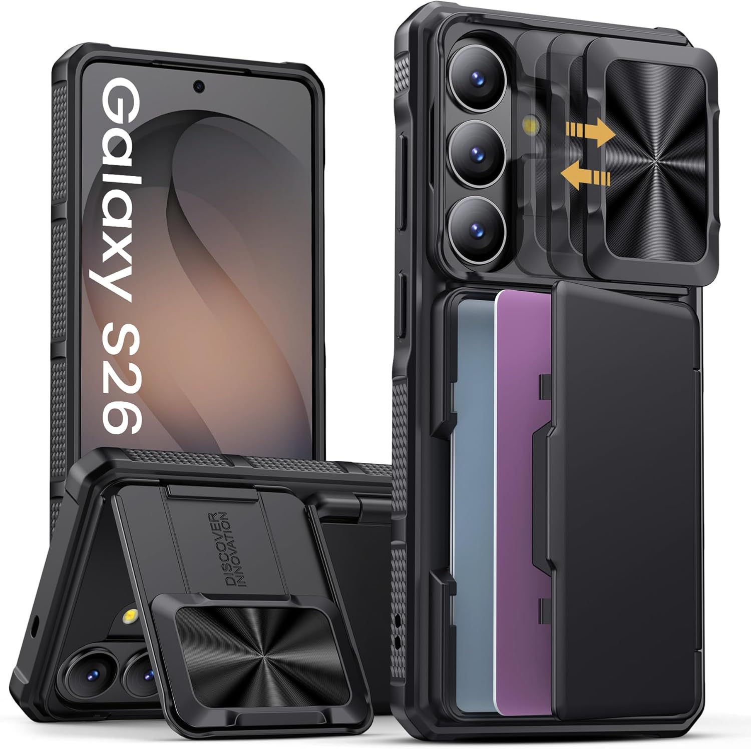 SSLOTSCASE for Samsung Galaxy S26 Case, Card Holder [RFID Blocking], Black