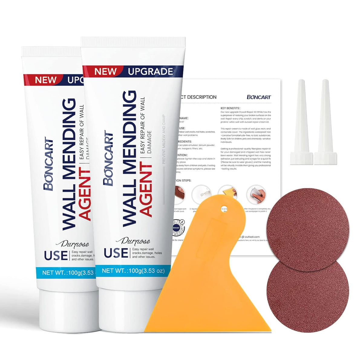 Drywall Repair Kit, 2-Pack Wall Mending Agent, Wall Spackle with Tools