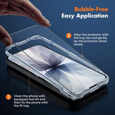 UNBREAKcable for iPhone 17 Screen Protector, 3-Pack Full Coverage Tempered Glass Screen [Military Grade Shatterproof] [9H Hardness] [Bubble Free] [Easy Installation] [99.99% HD Clear] for iPhone 17