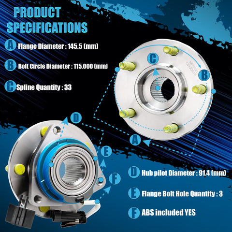 Detroit Axle - Front Wheel Bearing Hub for 00-13 Chevy Impala Monte Carlo