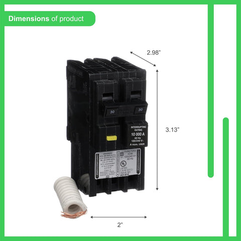 Square D by Schneider Electric Square D - HOM230GFIC Homeline Circuit Breaker, 30-Amp, 120/240V, 2-Pole, GFCI, Plug-In Mount