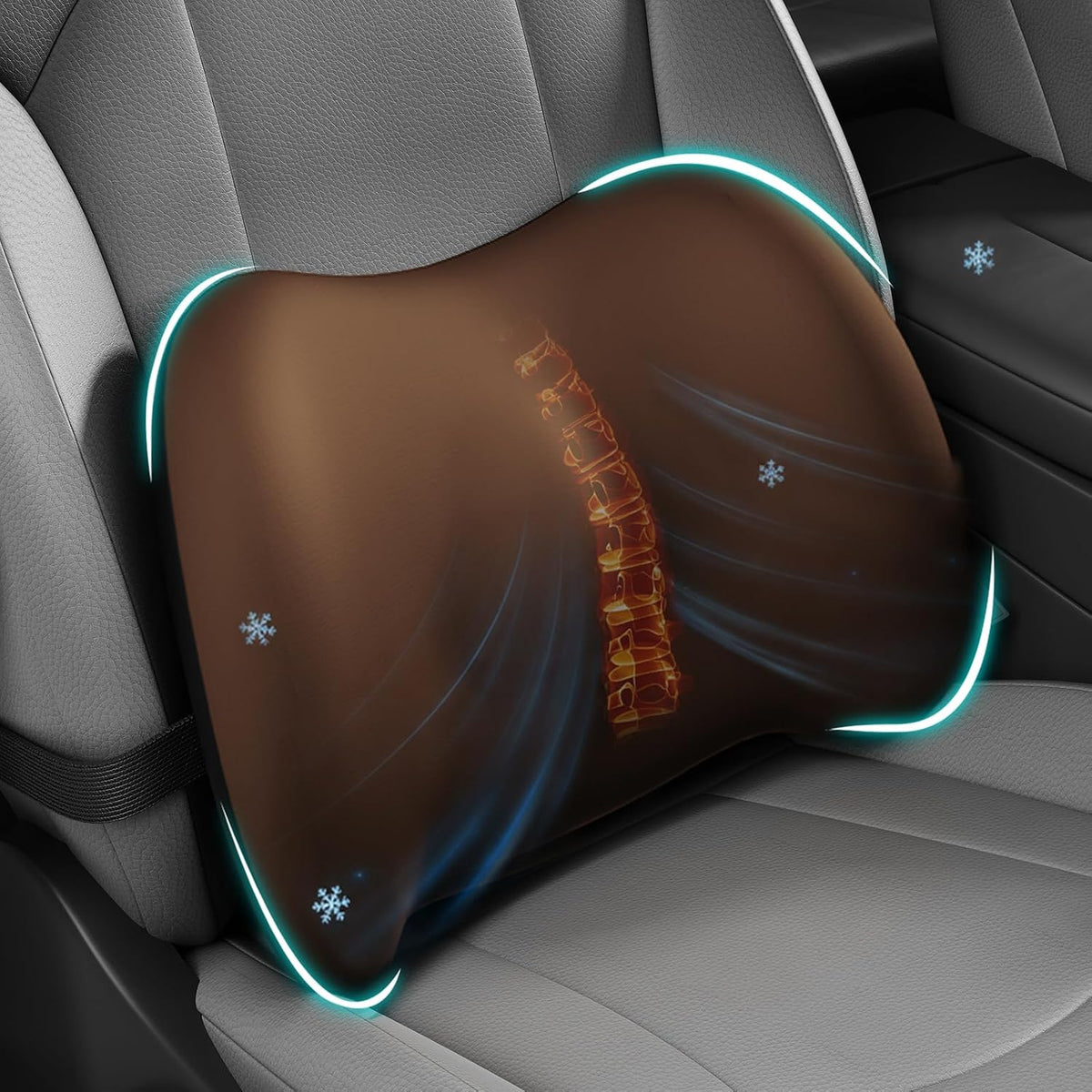 BYMECOST Cooling Lumbar Support Pillow for Car,Memory Foam Car Back Cushion