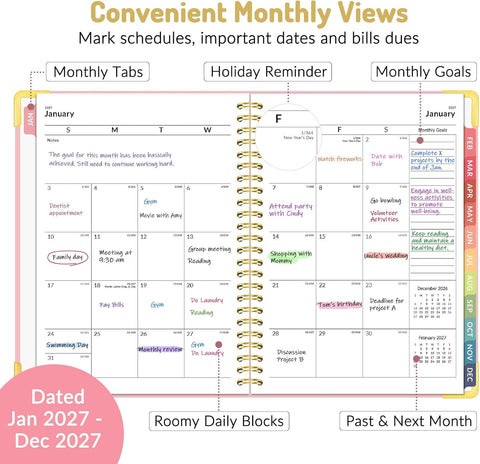 Forvencer 2027 Planner, Hardcover Calendar Planner Jan - Dec 2027, 6"x8"