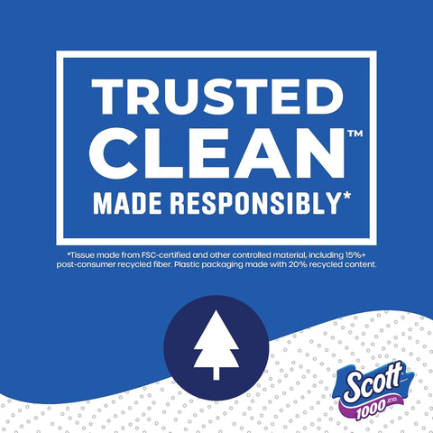 Scott 1000 Trusted Clean Toilet Paper, 32 Rolls, 1000 Sheets per Roll