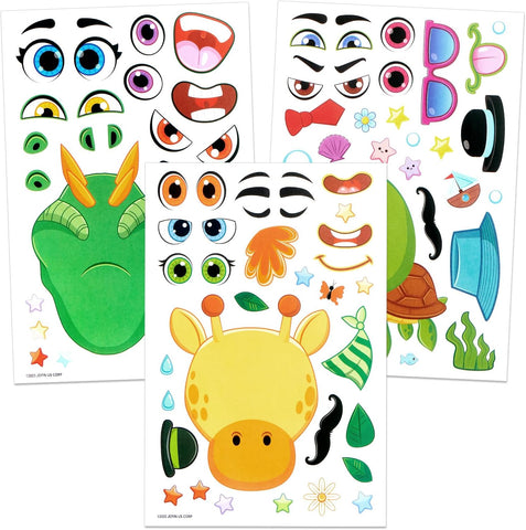 JOYIN 36 Sheets 9"x6" Make a face Stickers for Kids, Make Your Own Animal Stickers with Unicorn, Dinosaur, Sea and Safari Animals, Crafts Birthday Party Favors, Goodie Bags Classroom Activities