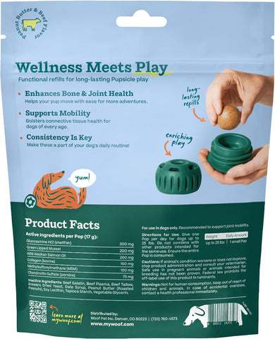WOOF Hip & Joint Pupsicle Refill Pops - Dog Supplement for the Pupsicle Toy to Support Joint Health, Recovery, and Mobility - Small Pops