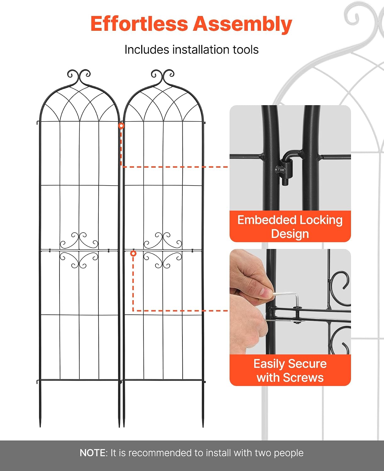 VEVOR 4 Packs Metal Garden Trellis for Climbing Plants Outdoor 87x21in, Rustproof Plant Tall Trellis for Rose Vine Flowers and Vegetables