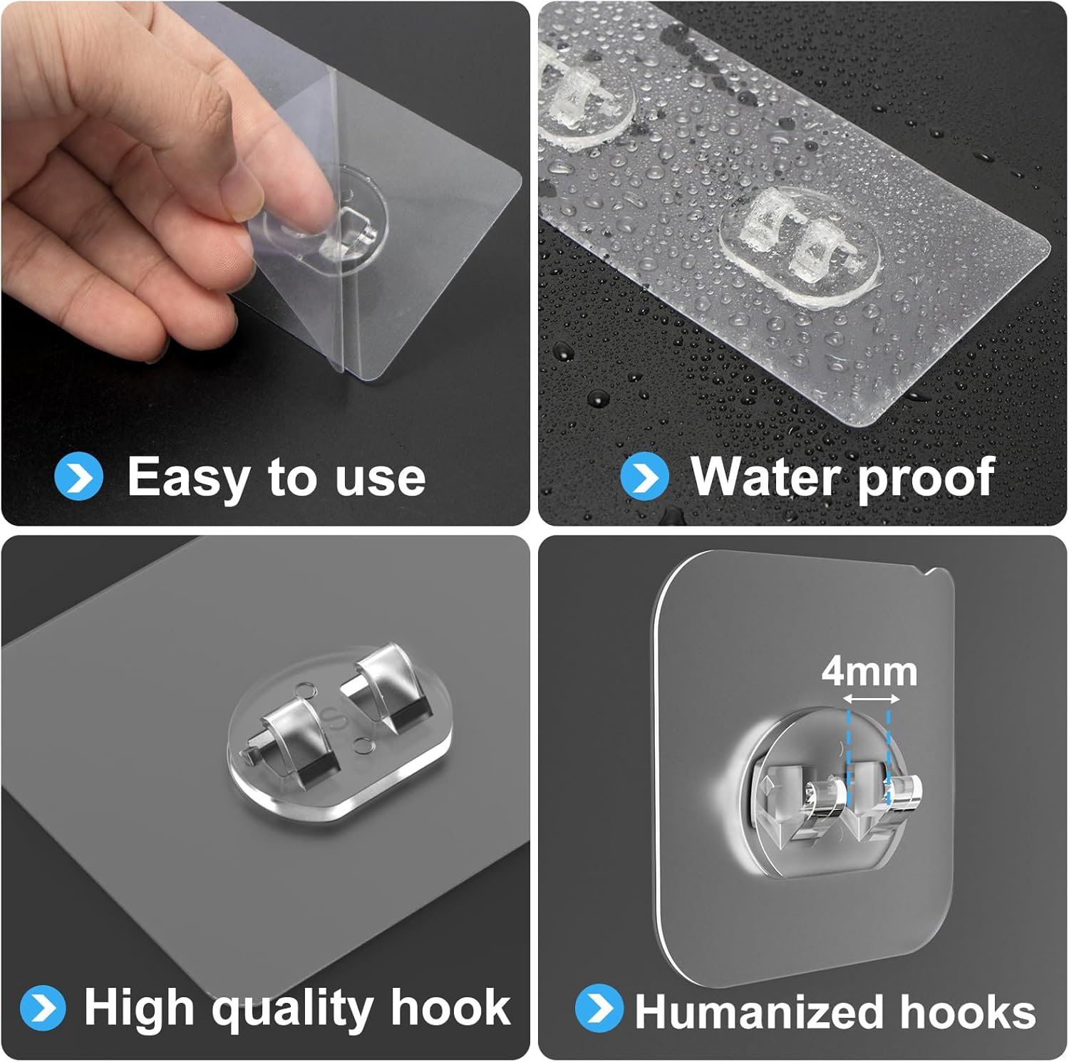 6 Pack Shower Caddy Adhesive Replacement, Strong Adhesive Hooks for Shower Shelf, Waterproof Adhesive Hooks, No Drilling, for Bathroom Shelves, Kitchen Racks and Soap Holder