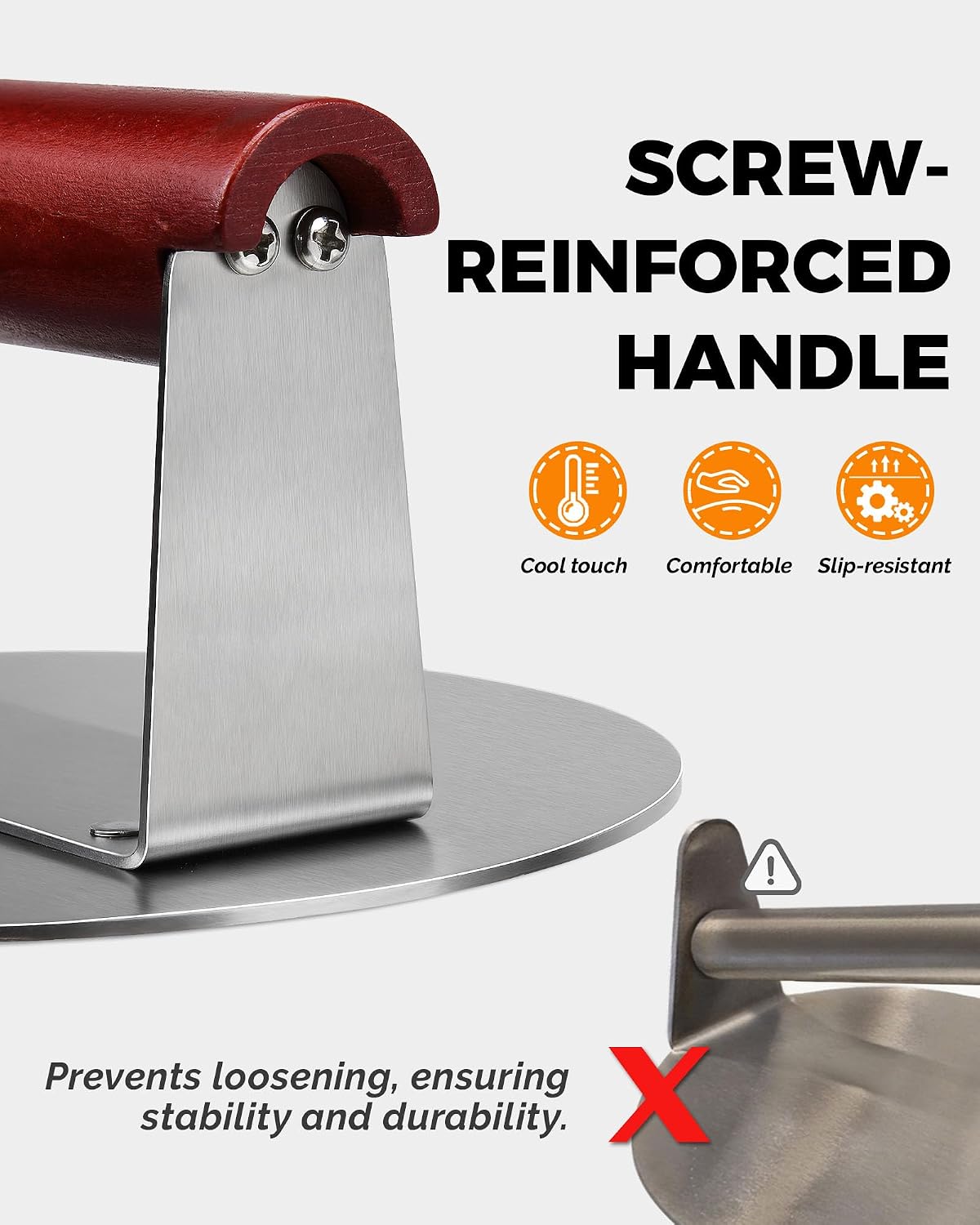 HULISEN Stainless Steel Burger Press, 6.2-Inch Round Burger Smasher