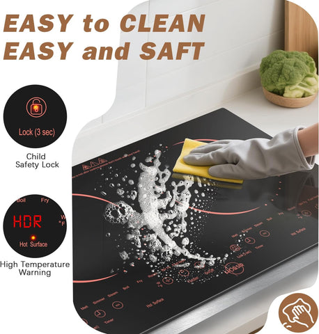 Hobsir 2 Burner Electric Cooktop 110V with Plug, Total 2000W Shared Power