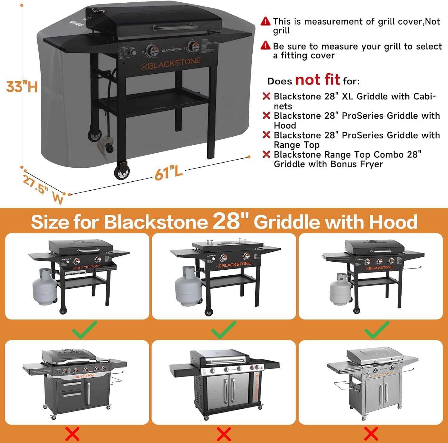 Griddle Cover for Blackstone 28 Inch Griddle with Hood 5483,Flexible 900D