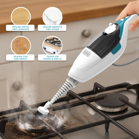 BLACK+DECKER 2-in-1 Steam Mop and Handheld Steam Cleaner, 1500W Electric Floor Steamer with 180° Swivel Steering, Fast 30s Heat-Up, Compact Foldable Storage, 13 Accessories for Tile & Hardwood Floors