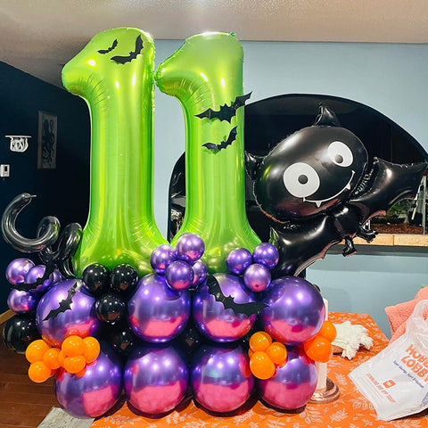 40 Inch Green 0 Balloon, Large Self Inflating Number Balloons 0-9