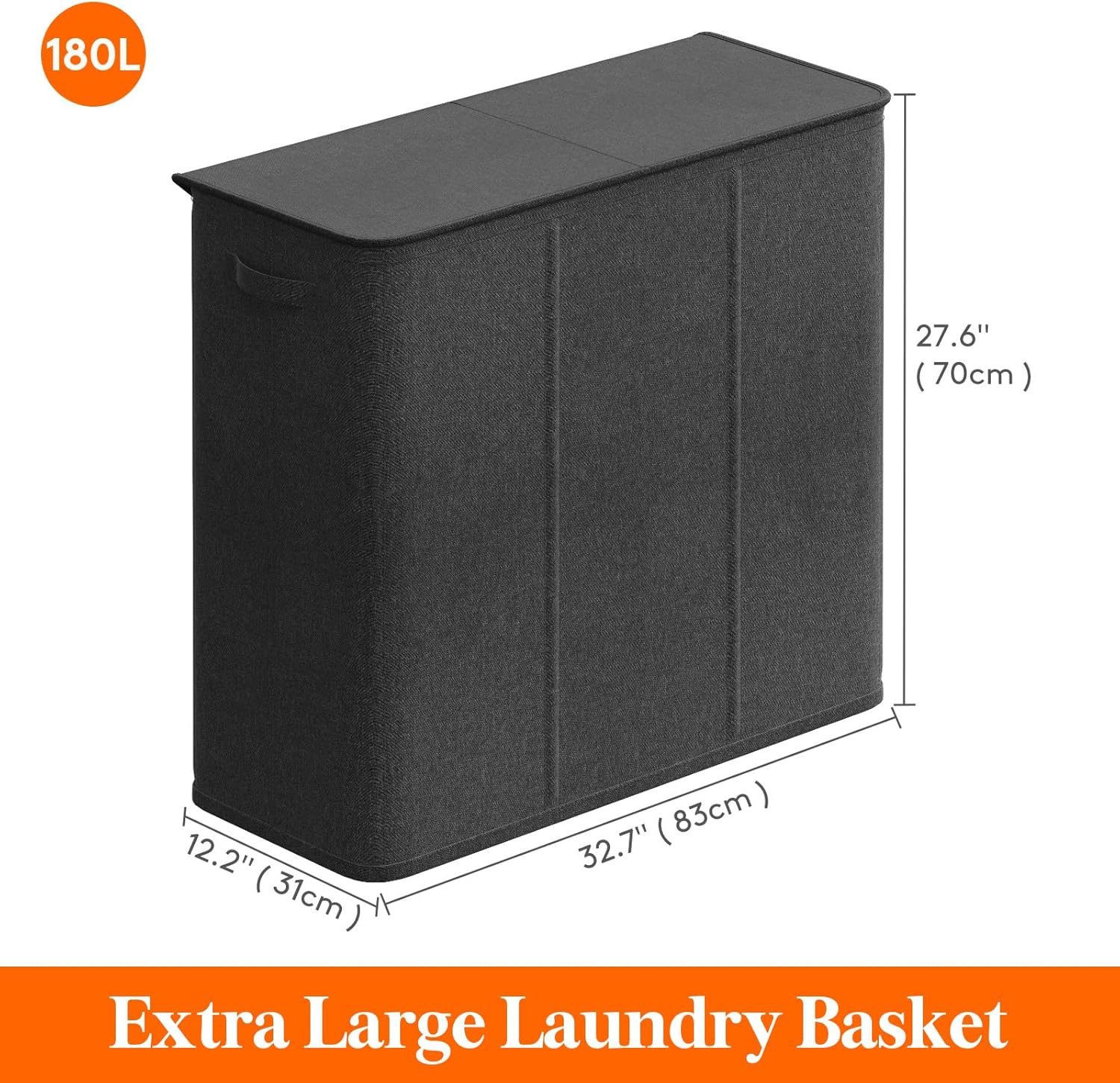 Lifewit Triple Laundry Hamper with Lid, Removable Laundry Bags, Dark Gray
