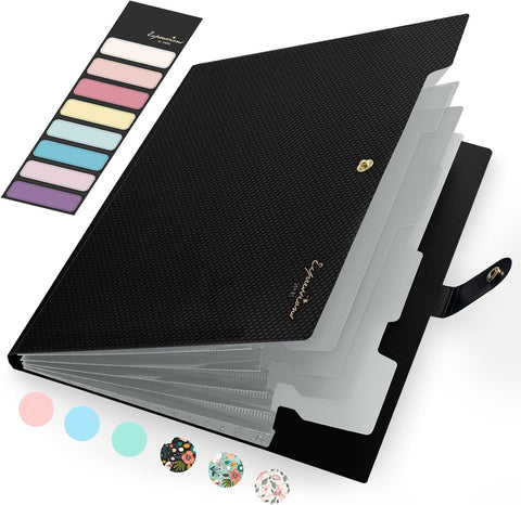 Sooez Accordion File Organizer, Expanding File Folder with Label, 5 Pocket