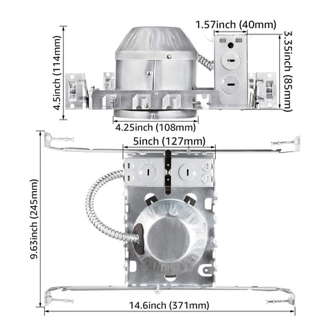 TORCHSTAR 8-Pack 4 Inch Shallow New Construction Recessed Lighting Housing