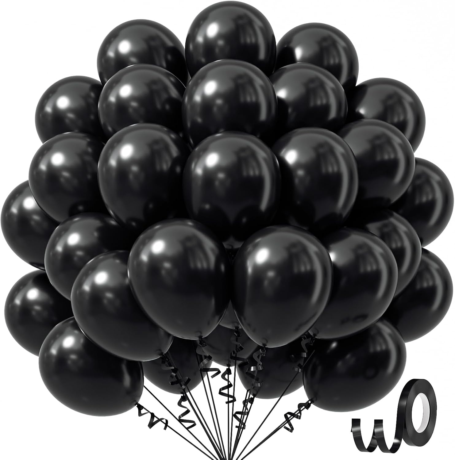 Black Balloons 12 inch, Black Latex 50pcs Party Balloons