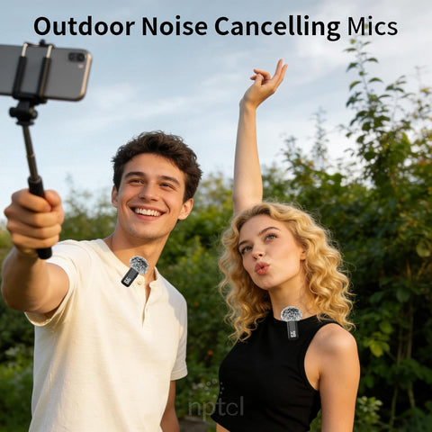 NPTCL Wireless Lavalier Microphone for iPhone iPad Android, Mini USB C Mic