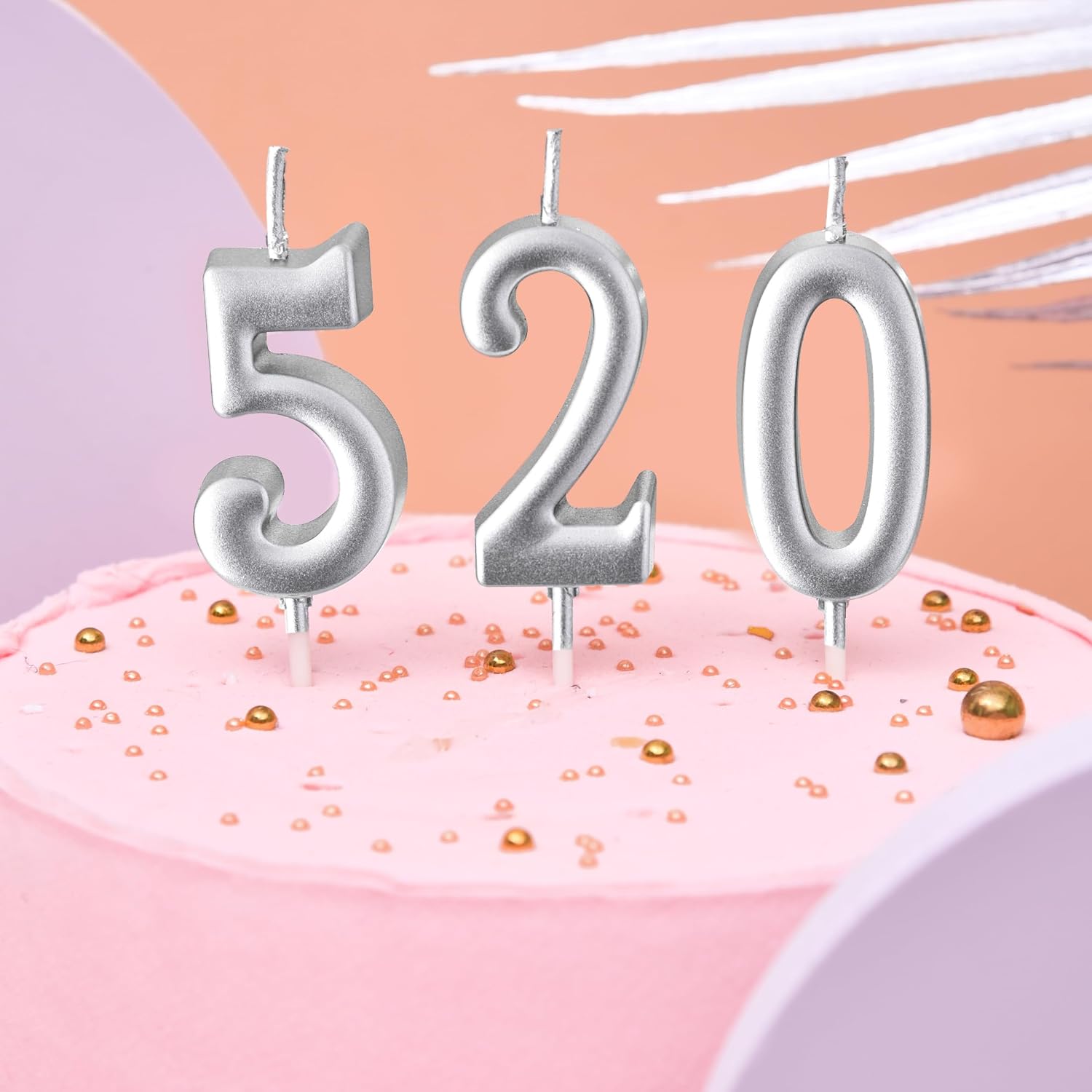 PHD CAKE 10-Pieces Silver Numeral Birthday Candles, Cake Numeral Candles Number 0-9 Glitter Cake Topper Decoration for Birthday,Wedding Anniversary,Party Celebration
