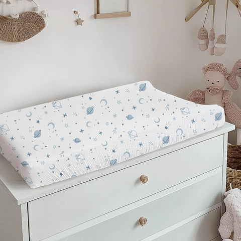 Konssy 100% Cotton Muslin Changing Pad Cover 2 Pack, 32"x16" Standard Fit