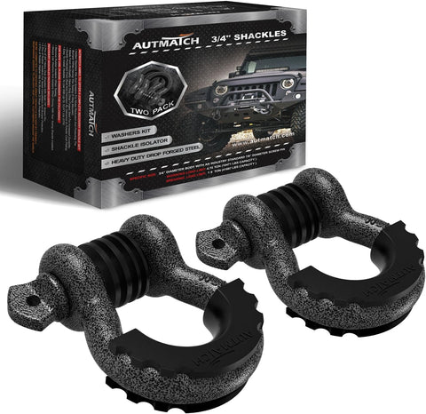 AUTMATCH 3/4" D Ring Shackles (2-Pack) - 41,887 lbs Break Strength